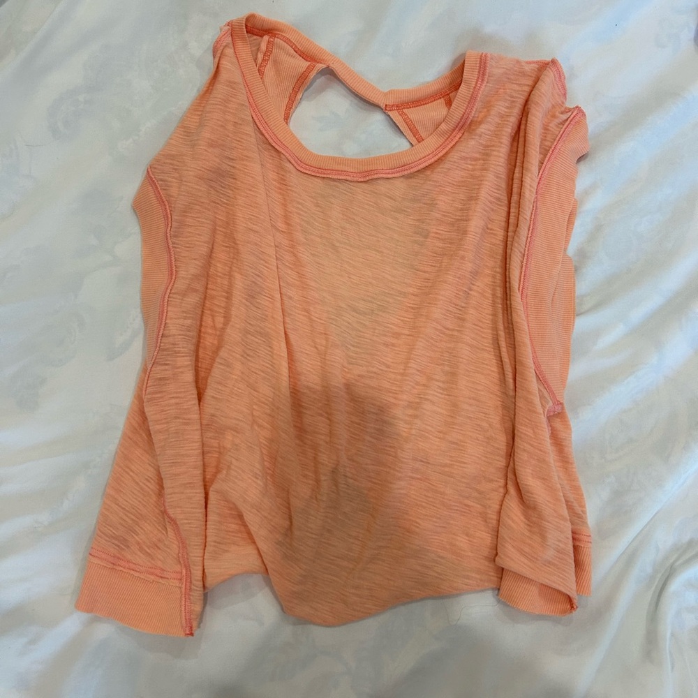 FREE PEOPLE MOVEMENT Orange Sleeveless Tank Top with Cut Out Design